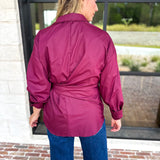 The Sarah Tie Button Down - Deep Berry-200 Fashion Blouses-ENTRO-July & June Women's Fashion Boutique Located in San Antonio, Texas