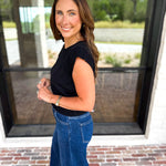 Cap Sleeve Knit Top - Black-230 Sweaters/Cardis-PINCH-July & June Women's Fashion Boutique Located in San Antonio, Texas