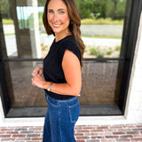 Cap Sleeve Knit Top - Black-230 Sweaters/Cardis-PINCH-July & June Women's Fashion Boutique Located in San Antonio, Texas