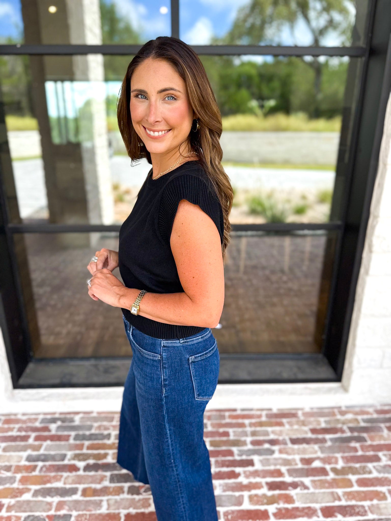 Cap Sleeve Knit Top - Black-230 Sweaters/Cardis-PINCH-July & June Women's Fashion Boutique Located in San Antonio, Texas