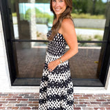 The Lexie Midi Dress - Black & White Dot-500 Midi-STRUT & BOLT-July & June Women's Fashion Boutique Located in San Antonio, Texas