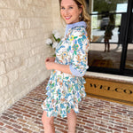 Current Air - Floral Contrast Stripe Mini Dress-510 Mini-CURRENT AIR CLOTHING-July & June Women's Fashion Boutique Located in San Antonio, Texas