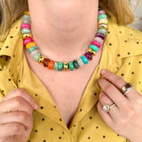 Gold Circle Beaded Necklace - Vibrant Multi-110 Jewelry & Hair-Golden Lily-July & June Women's Fashion Boutique Located in San Antonio, Texas