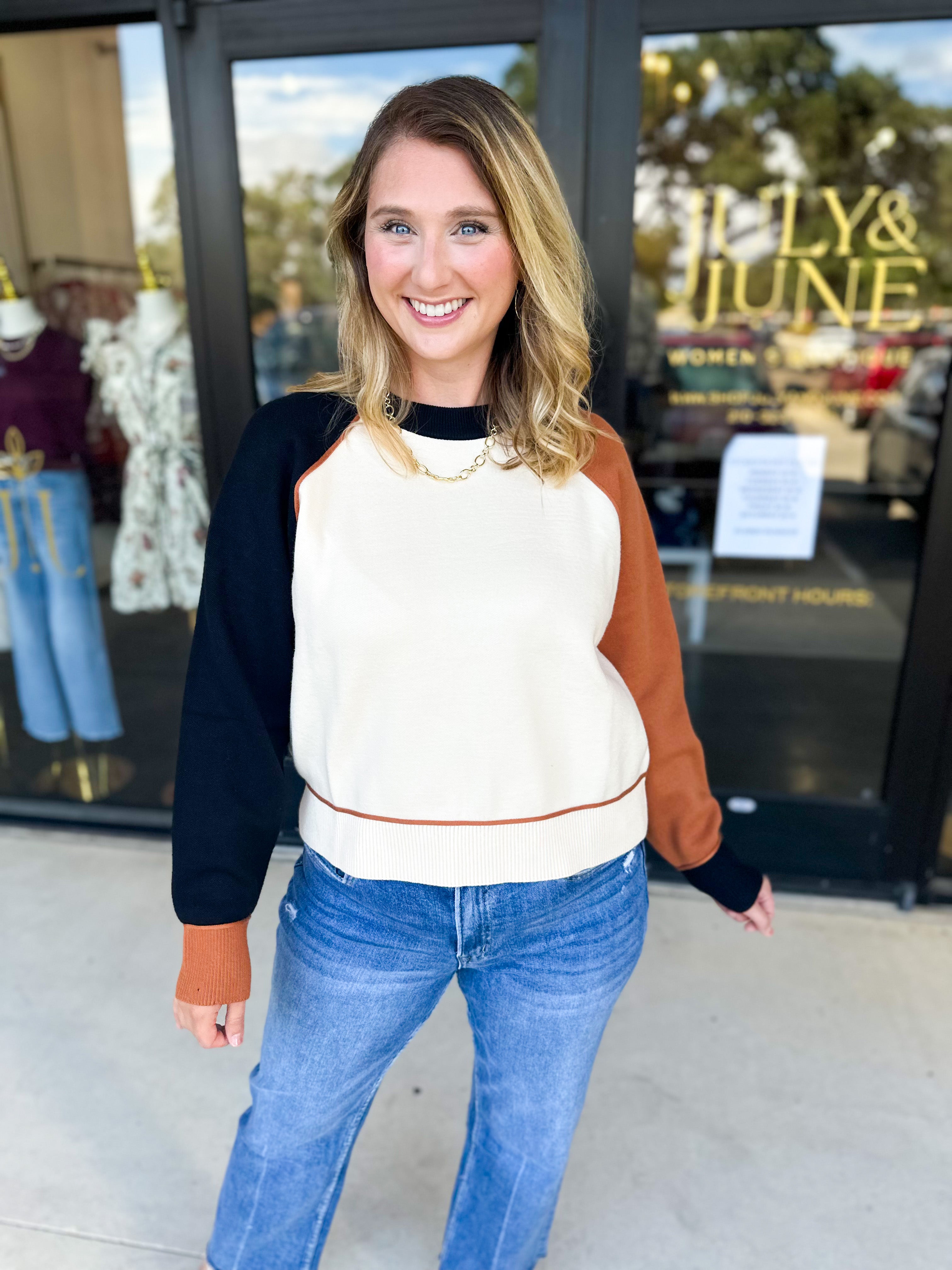THML - Colorblock Sweater-230 Sweaters/Cardis-THML-July & June Women's Fashion Boutique Located in San Antonio, Texas