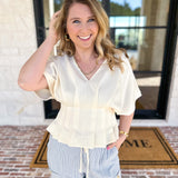 Elevated Chic Top - Cream-200 Fashion Blouses-ENTRO-July & June Women's Fashion Boutique Located in San Antonio, Texas