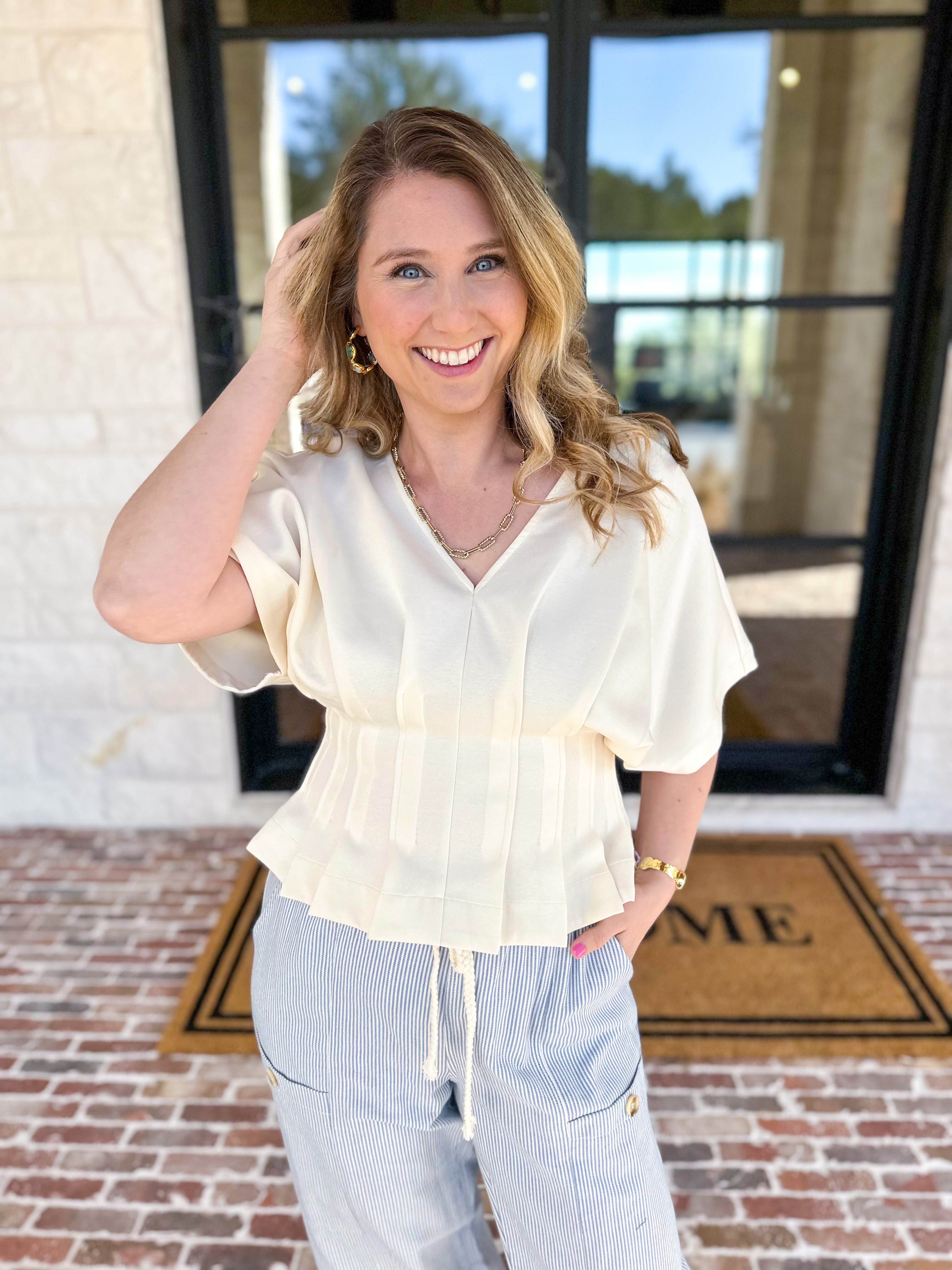 Elevated Chic Top - Cream-200 Fashion Blouses-ENTRO-July & June Women's Fashion Boutique Located in San Antonio, Texas