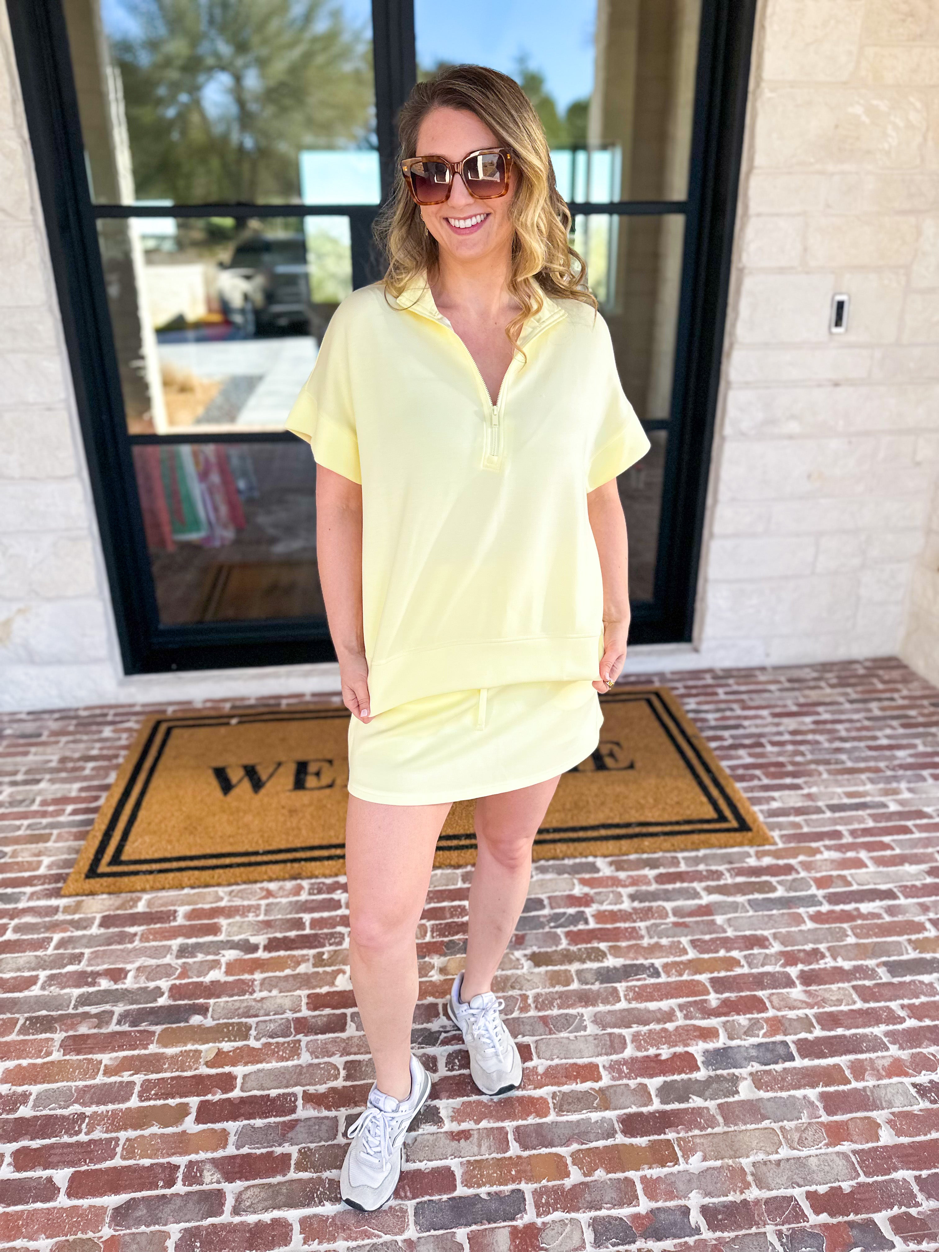 Weekend Traveler Skort Set - Lemon-300 Athleisure/Lounge-RAE MODE-July & June Women's Fashion Boutique Located in San Antonio, Texas