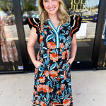 Deep Tones Floral Midi Dress-500 Midi-ENTRO-July & June Women's Fashion Boutique Located in San Antonio, Texas