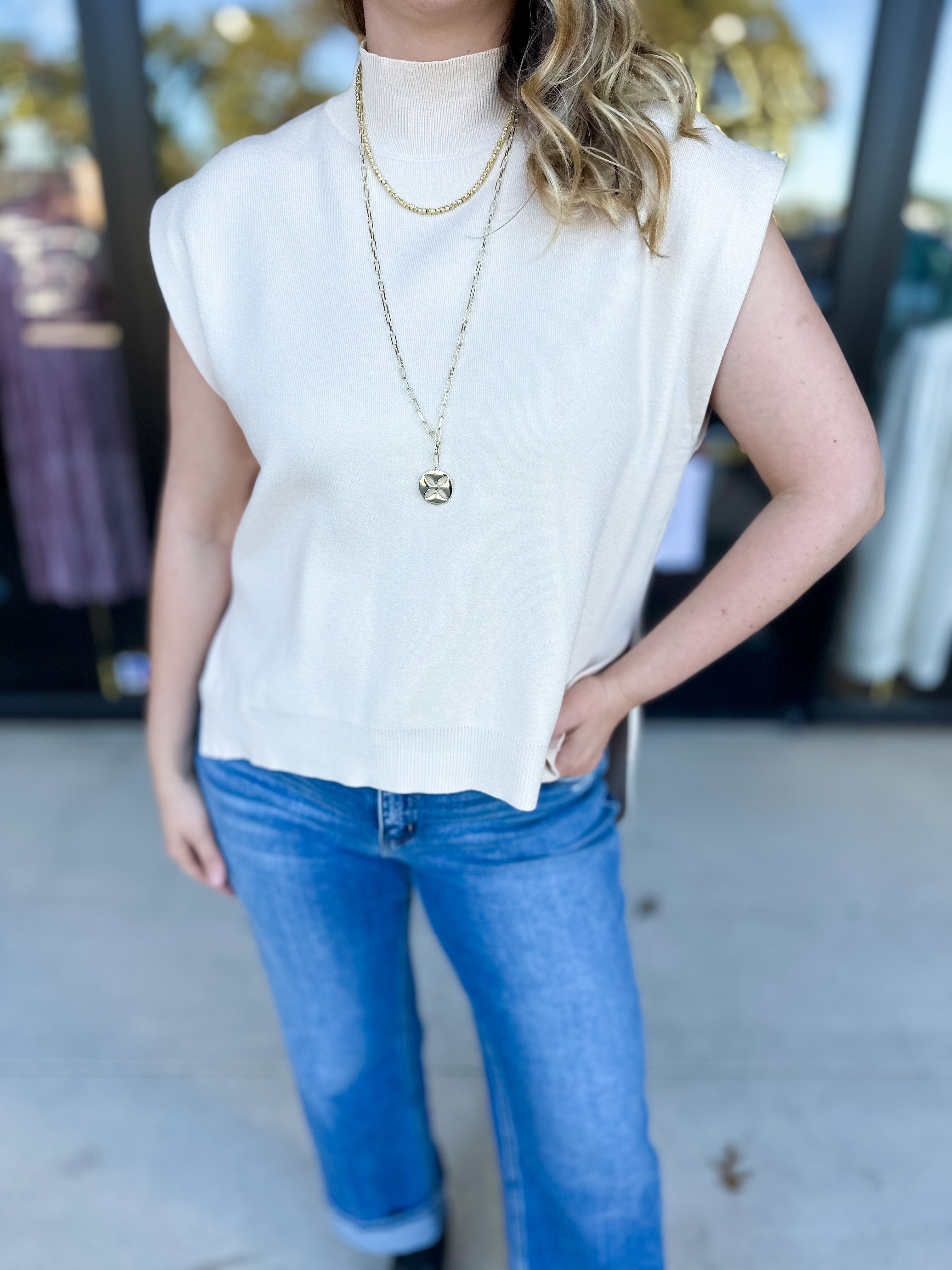 The Abigail Sweater Top - Cream-230 Sweaters/Cardis-ENTRO-July & June Women's Fashion Boutique Located in San Antonio, Texas