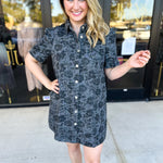 The Rosie Denim Mini Dress - Charcoal-510 Mini-ENTRO-July & June Women's Fashion Boutique Located in San Antonio, Texas