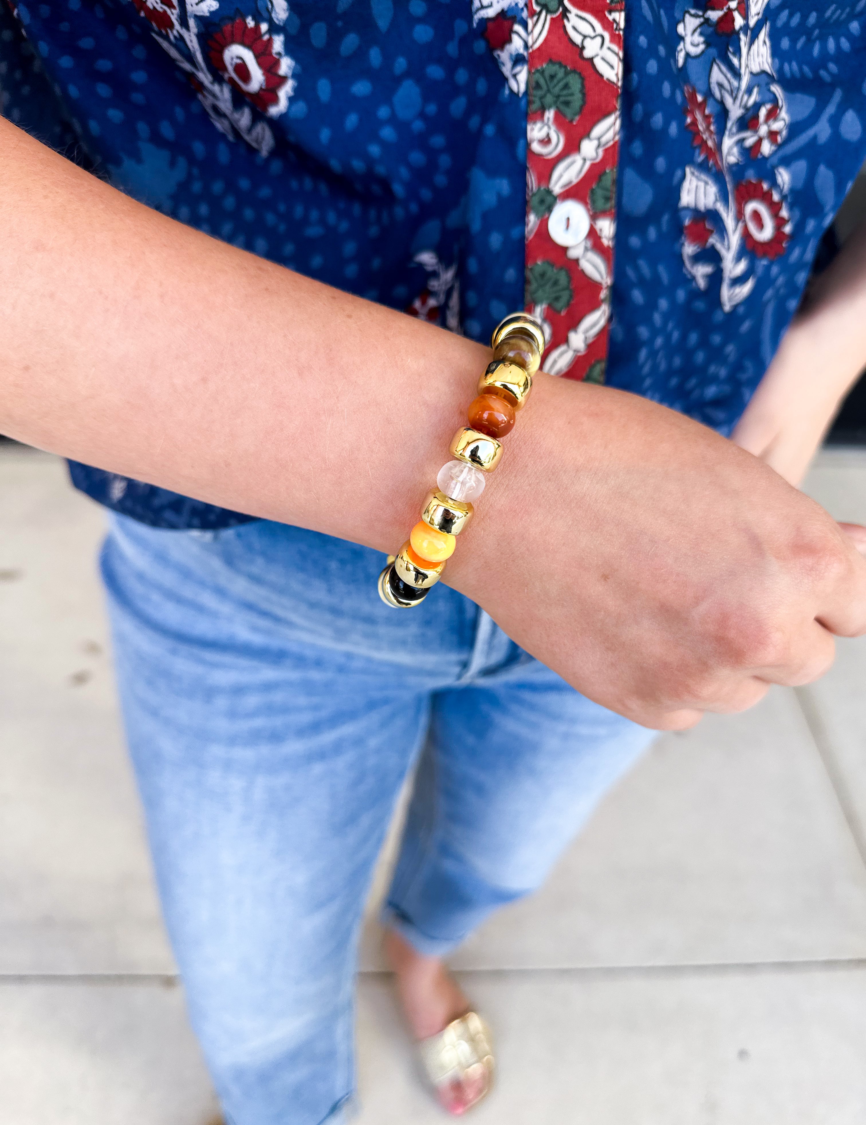 Treasure Jewels - Golden Treats Beaded Bracelet-110 Jewelry & Hair-Treasure Jewels-July & June Women's Fashion Boutique Located in San Antonio, Texas