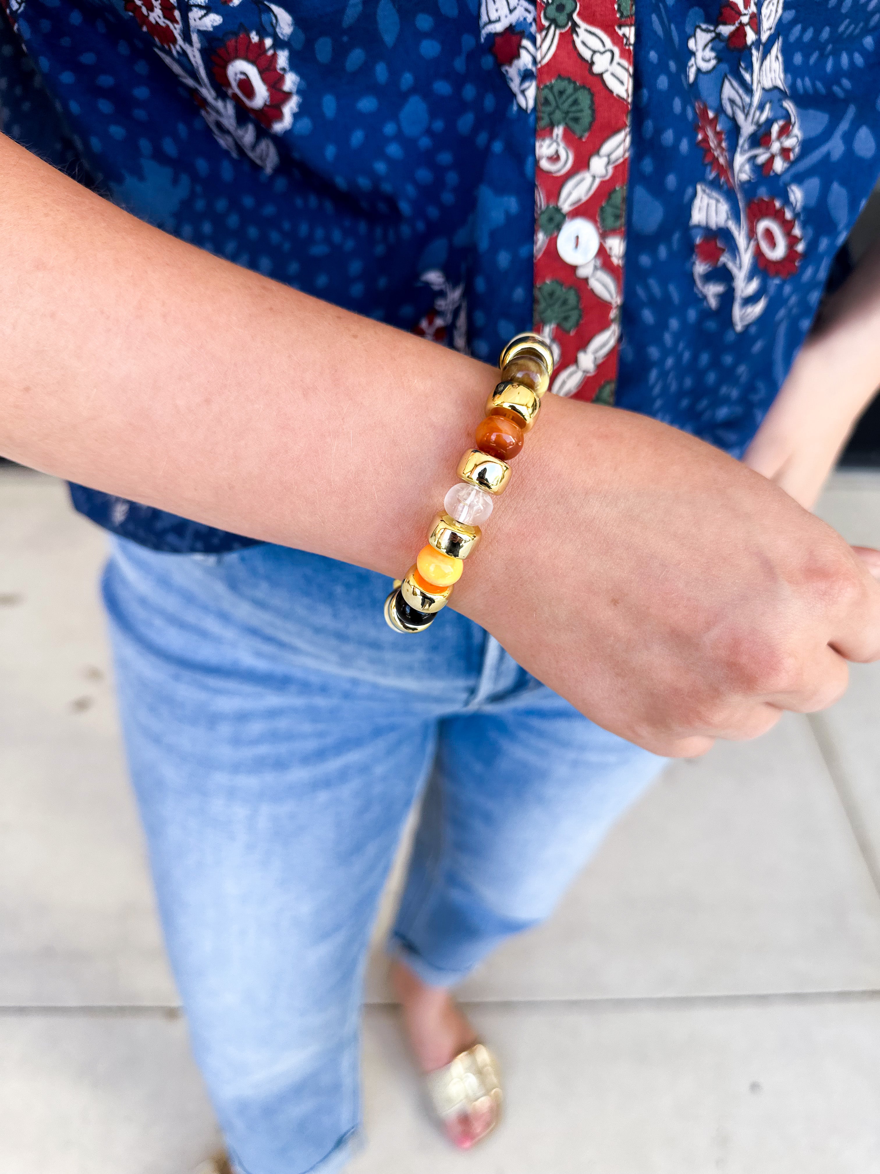 Treasure Jewels - Golden Treats Beaded Bracelet-110 Jewelry & Hair-Treasure Jewels-July & June Women's Fashion Boutique Located in San Antonio, Texas