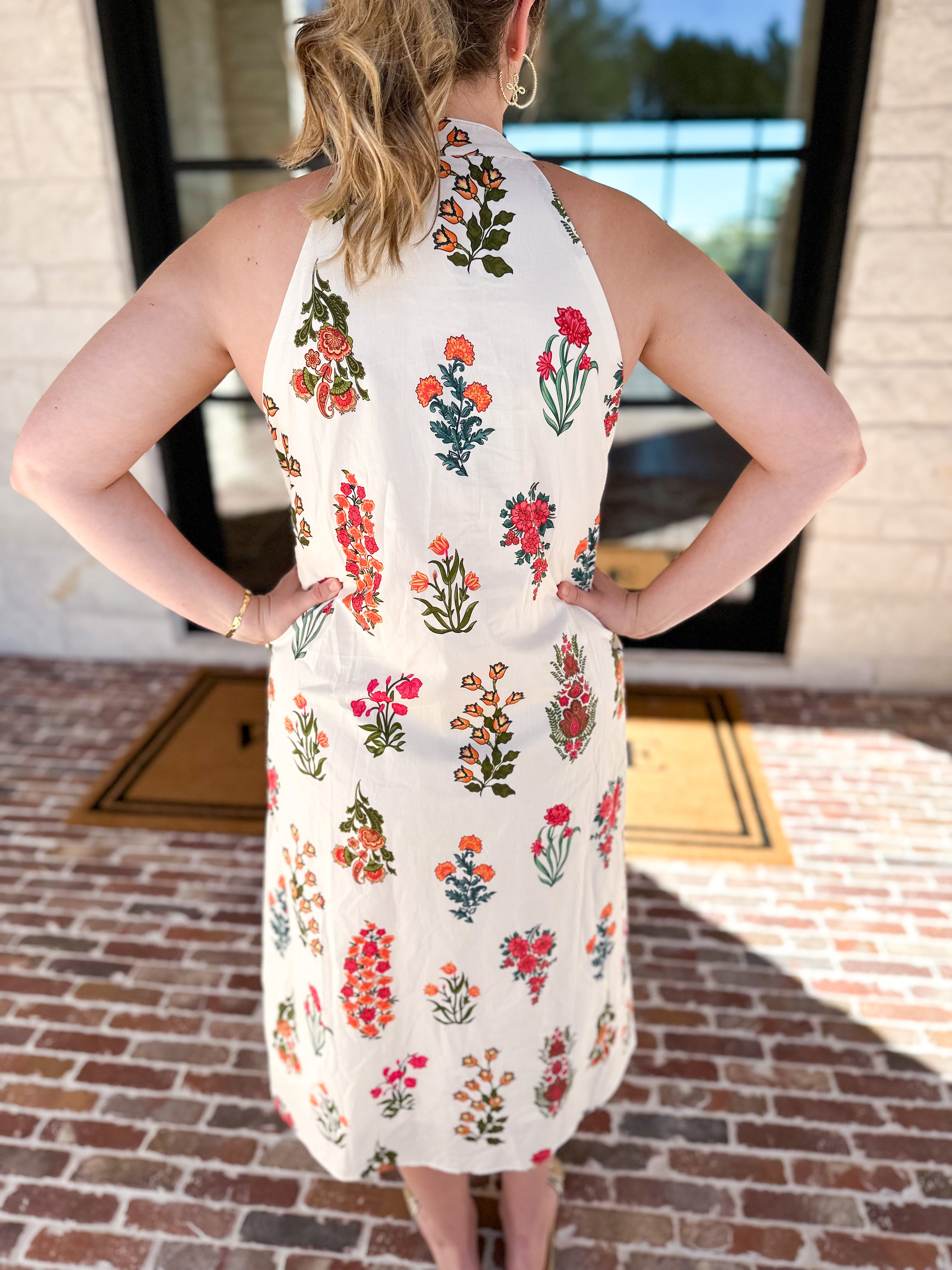 THML - Bloom Halter Midi Dress-500 Midi-THML-July & June Women's Fashion Boutique Located in San Antonio, Texas