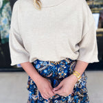 The Kimmy Sweater Top - Oatmeal-230 Sweaters/Cardis-ENTRO-July & June Women's Fashion Boutique Located in San Antonio, Texas