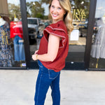 Pumpkin & Pink Crochet Blouse-200 Fashion Blouses-ENTRO-July & June Women's Fashion Boutique Located in San Antonio, Texas