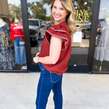 Pumpkin & Pink Crochet Blouse-200 Fashion Blouses-ENTRO-July & June Women's Fashion Boutique Located in San Antonio, Texas