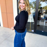 Double Lined Layering Long Sleeve Tops - Black-220 Basic Tops-POLOGRAM-July & June Women's Fashion Boutique Located in San Antonio, Texas