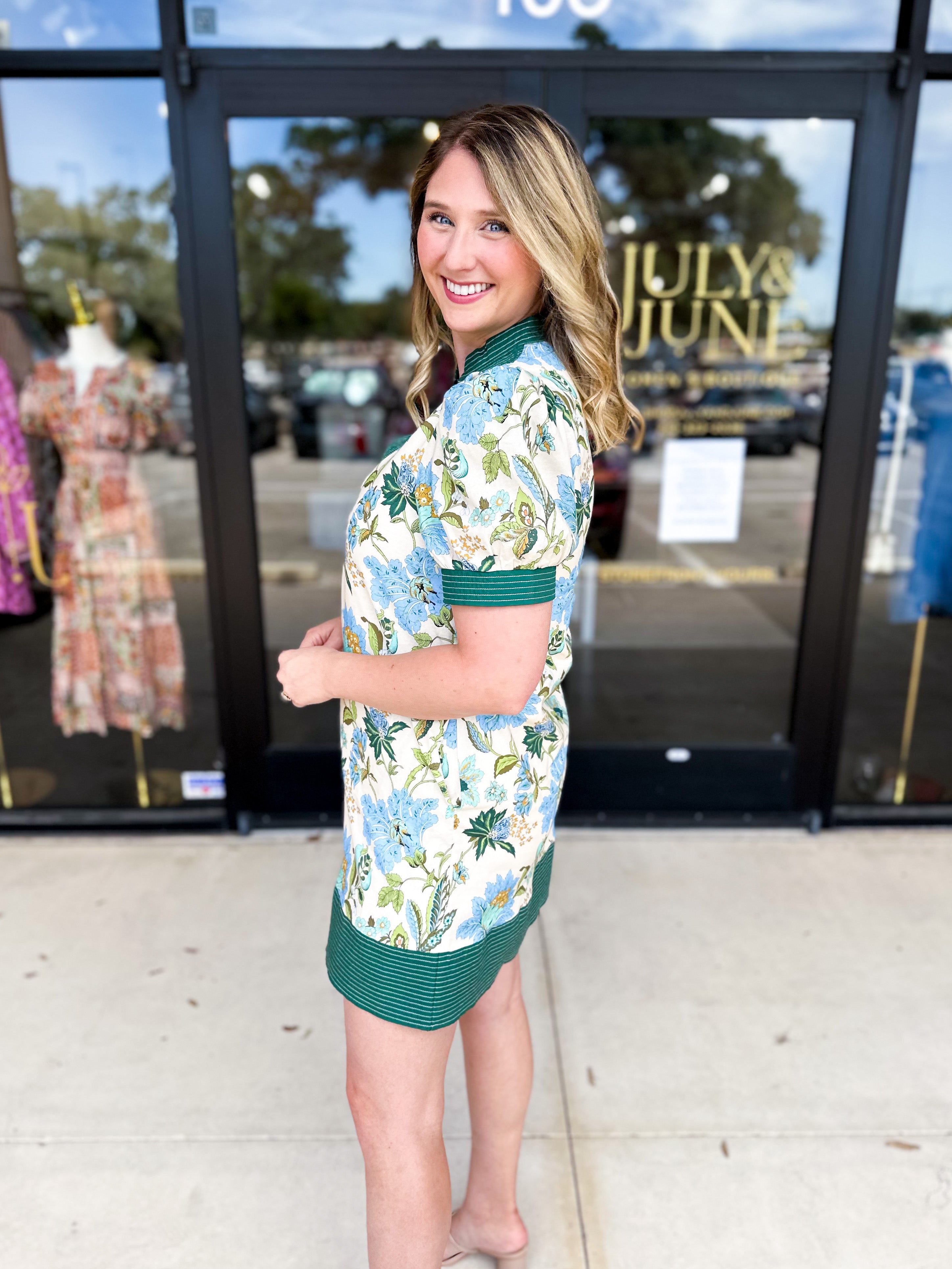 The Julia Mini Dress - Blue-510 Mini-ENTRO-July & June Women's Fashion Boutique Located in San Antonio, Texas