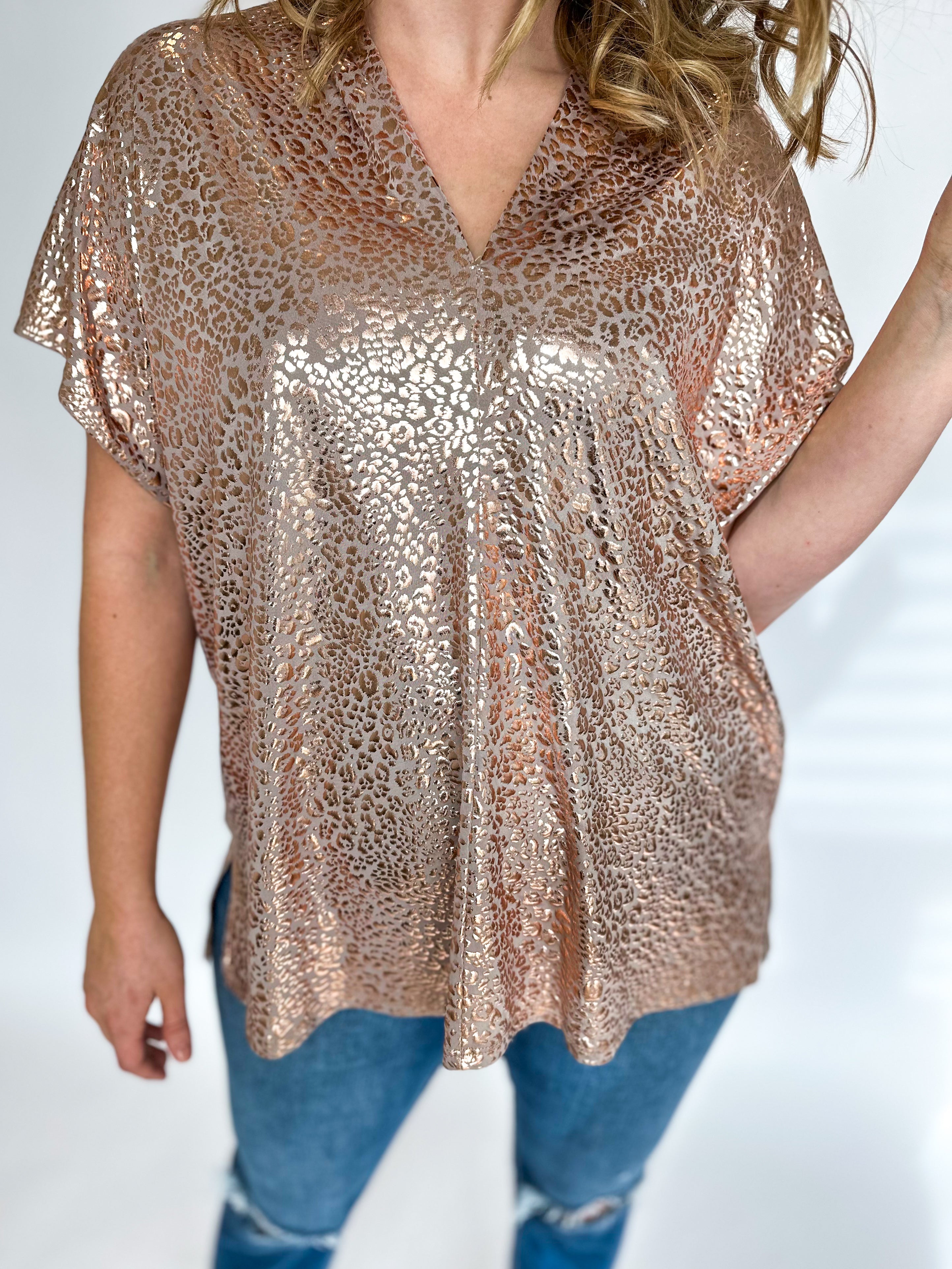 Shania Cheetah Blouse-200 Fashion Blouses-ADRIENNE-July & June Women's Fashion Boutique Located in San Antonio, Texas