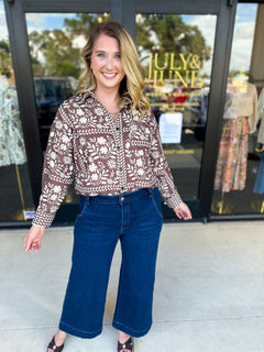 The Wrenlee Blouse - Chocolate Brown-200 Fashion Blouses-POLOGRAM-July & June Women's Fashion Boutique Located in San Antonio, Texas
