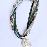 Scarf Necklace - Olive Floral Funky Oval-110 Jewelry & Hair-HART DESIGNS-July & June Women's Fashion Boutique Located in San Antonio, Texas