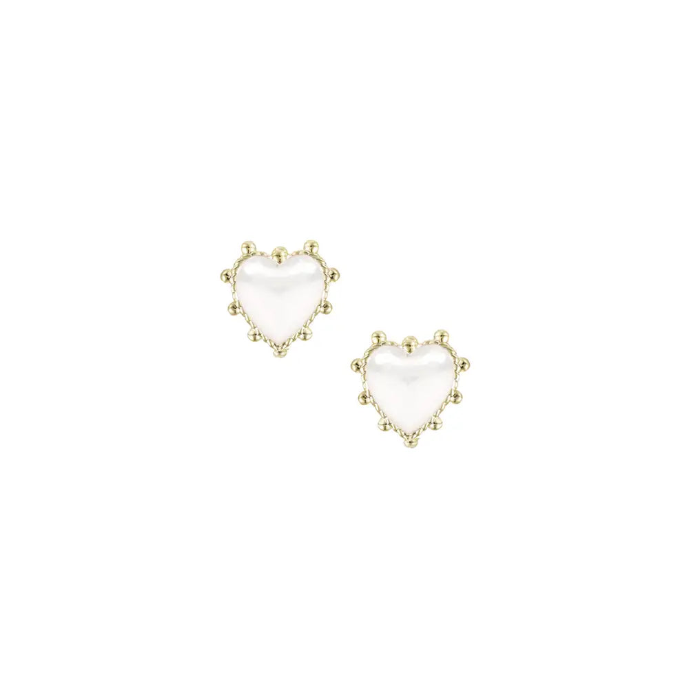 Natalie Wood - Adorned Heart Stud Earring in White Enamel-110 Jewelry & Hair-Natalie Wood-July & June Women's Fashion Boutique Located in San Antonio, Texas