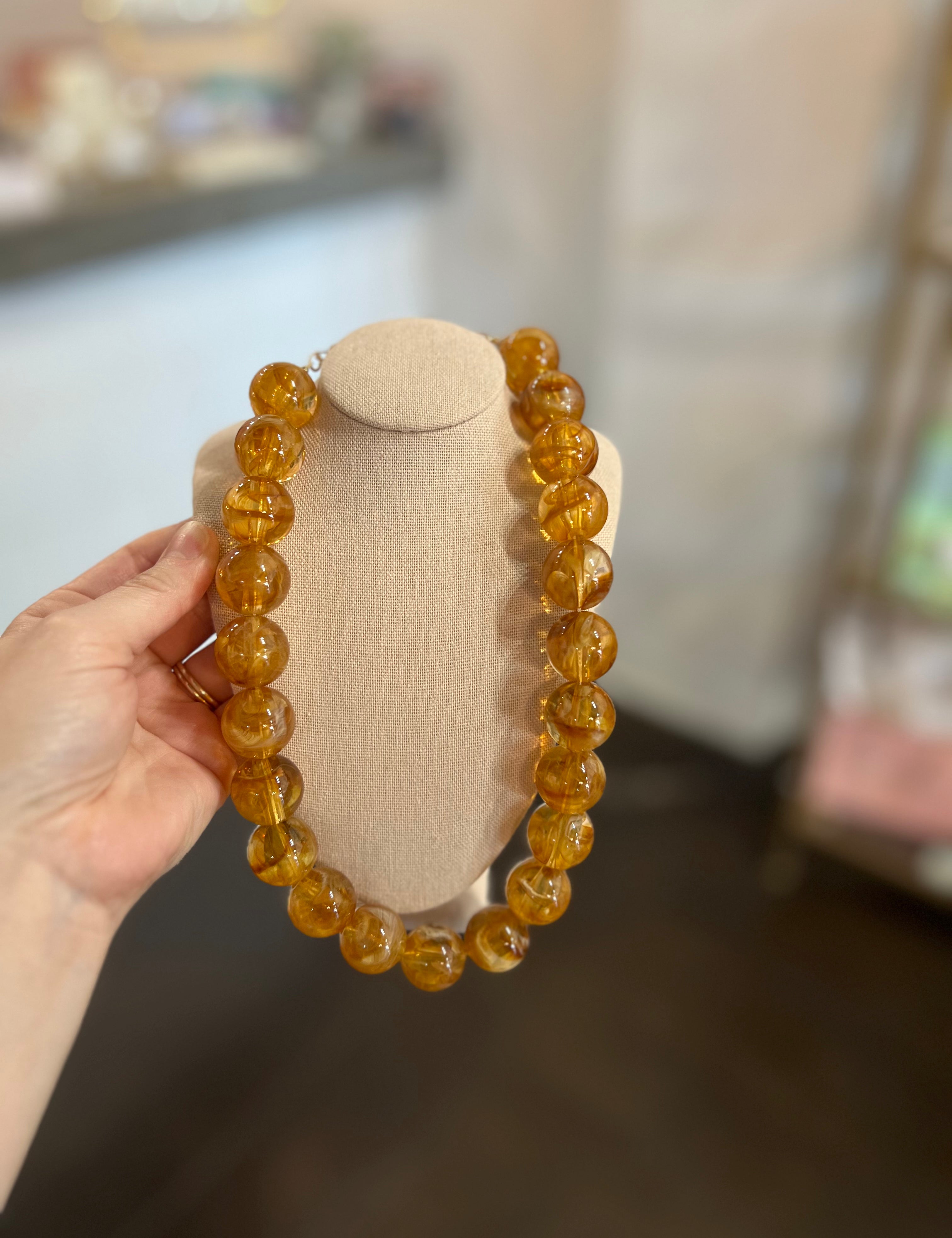 Carter Beaded Necklace - Light Tortoise-110 Jewelry & Hair-Gemelli-July & June Women's Fashion Boutique Located in San Antonio, Texas