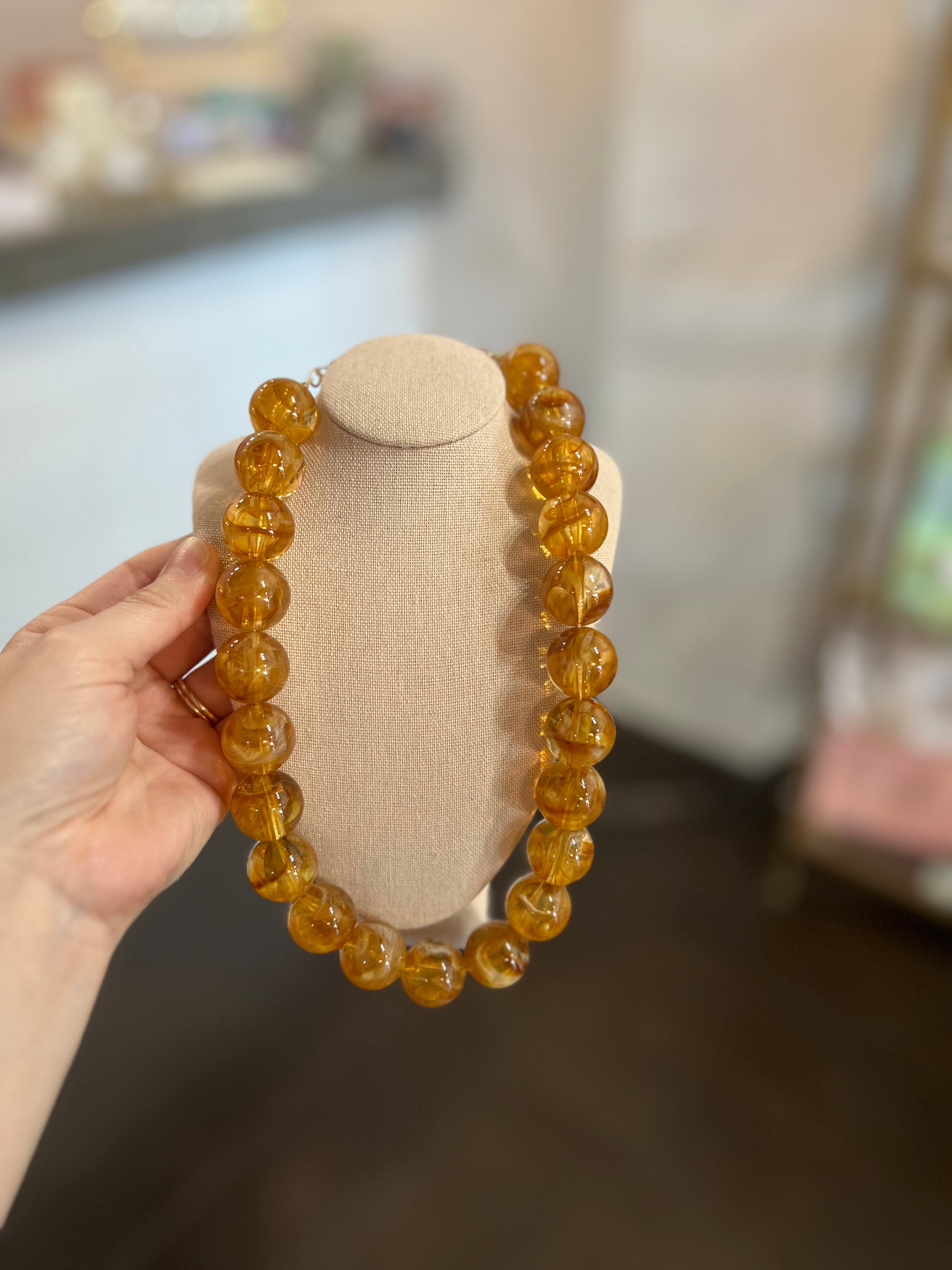 Carter Beaded Necklace - Light Tortoise-110 Jewelry & Hair-Gemelli-July & June Women's Fashion Boutique Located in San Antonio, Texas