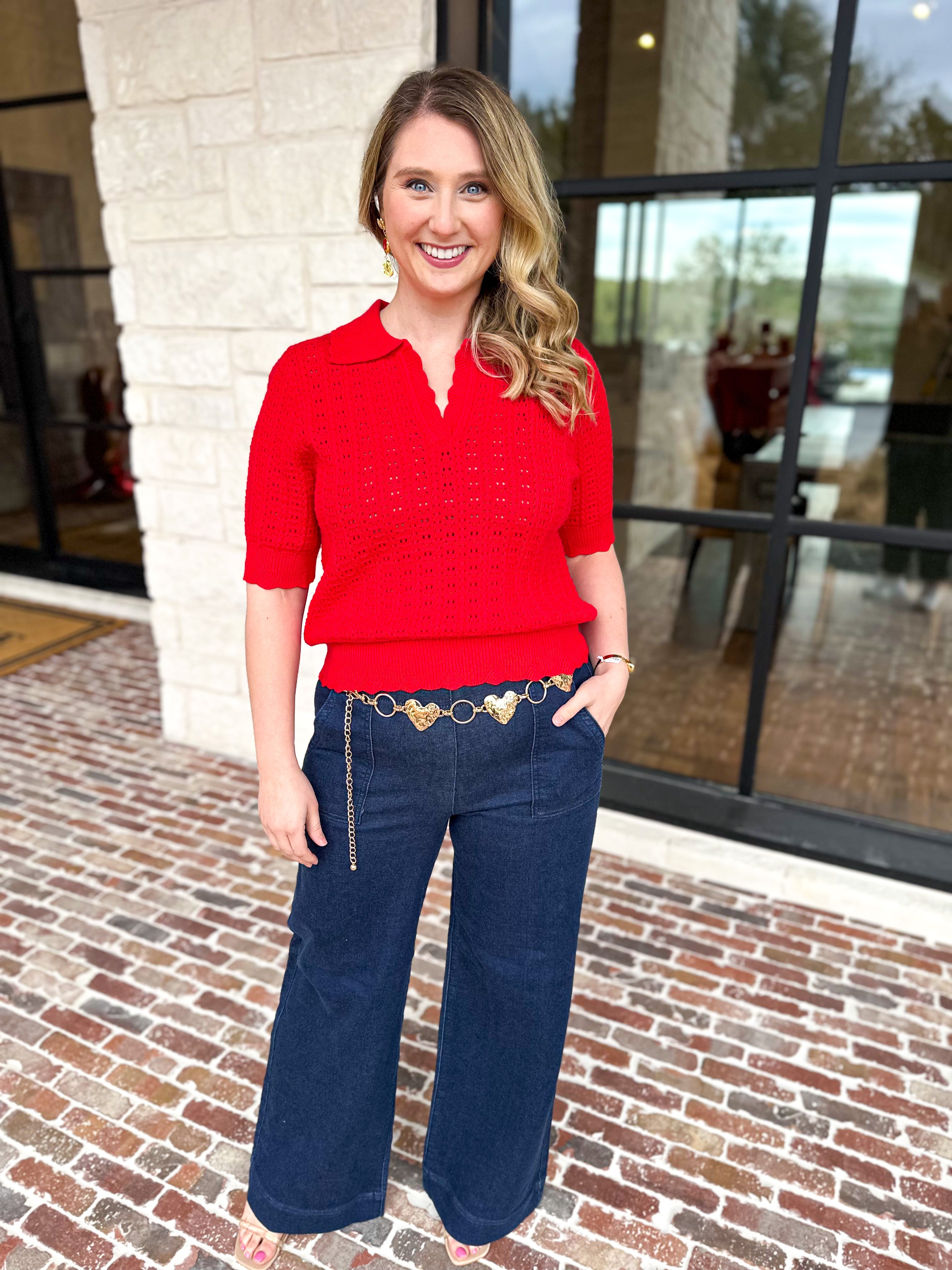 Risen - Dark Wide Leg Patch Pocket Denim Pants-400 Pants-RISEN-July & June Women's Fashion Boutique Located in San Antonio, Texas