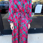 Mary Square - Gracelyn Plaid About You Pink Midi Dress-500 Midi-MARY SQUARE-July & June Women's Fashion Boutique Located in San Antonio, Texas