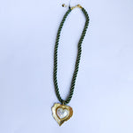 Scarf Necklace - Olive Rope Heart-110 Jewelry & Hair-HART DESIGNS-July & June Women's Fashion Boutique Located in San Antonio, Texas