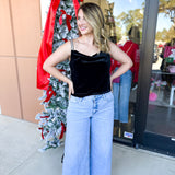 Velvet & Rhinestone Cami-200 Fashion Blouses-SKIES ARE BLUE-July & June Women's Fashion Boutique Located in San Antonio, Texas