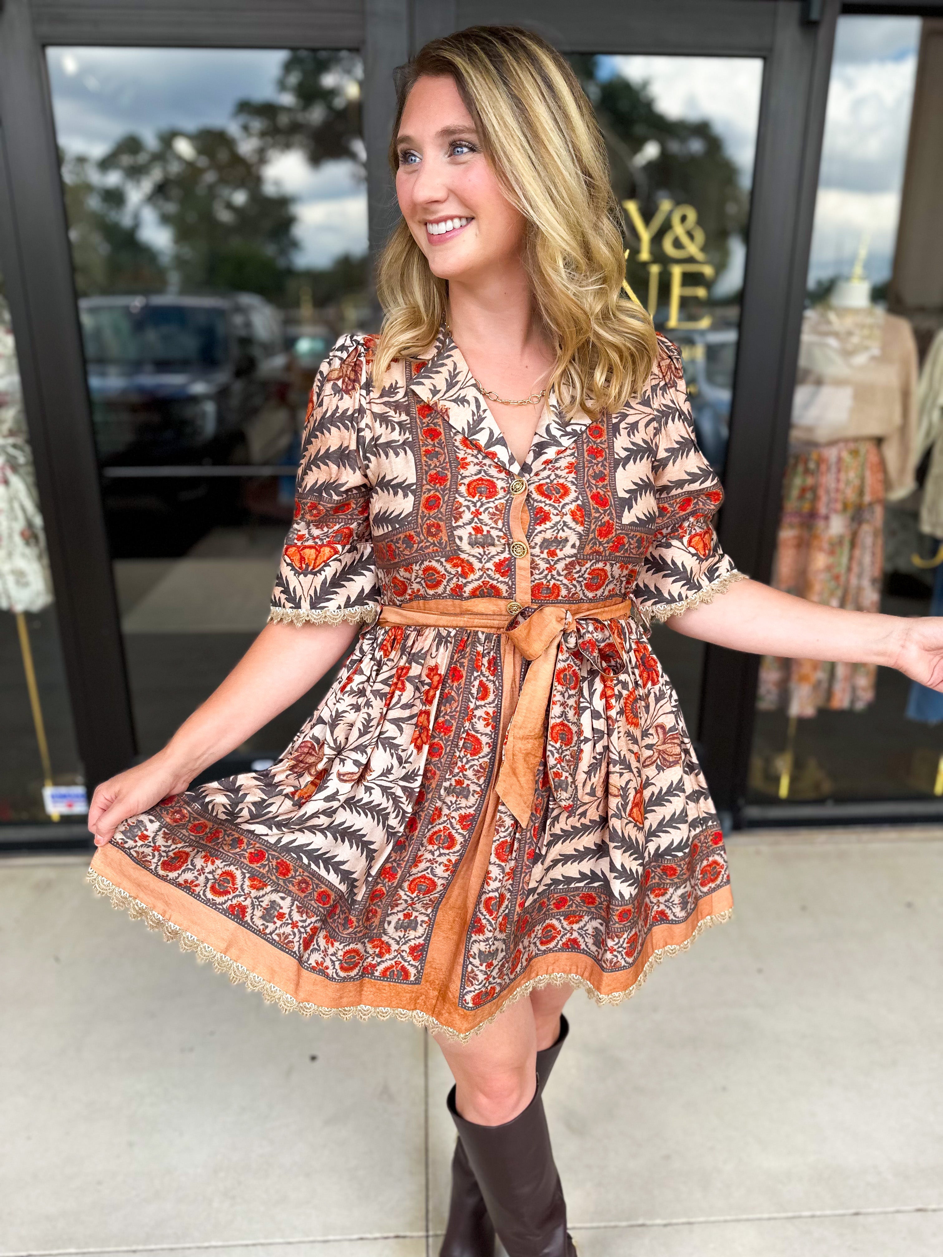 Charcoal Boho Mini Dress-510 Mini-ENTRO-July & June Women's Fashion Boutique Located in San Antonio, Texas