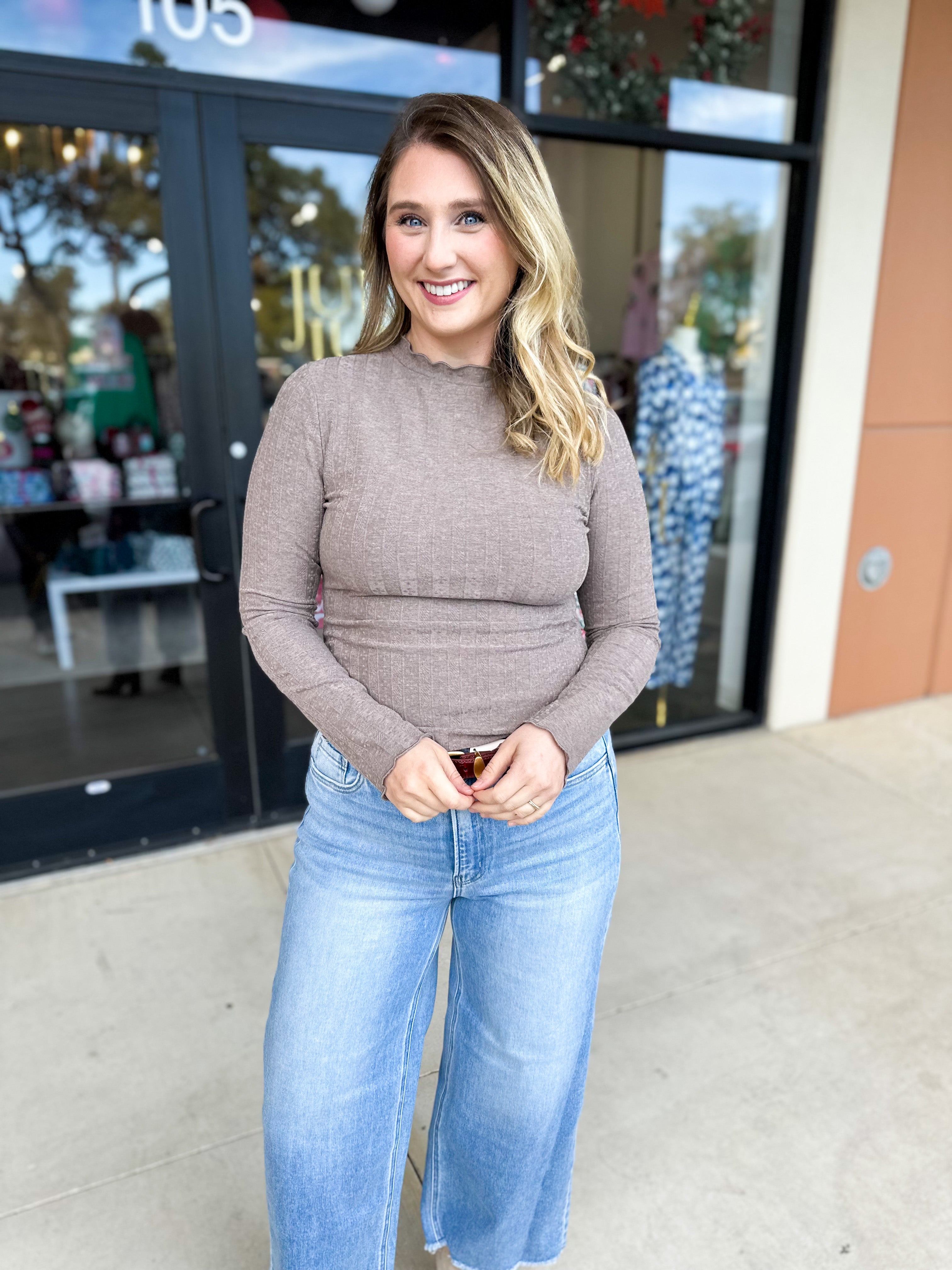 Kinsley Long Sleeve - Taupe-210 Casual Blouses-POLOGRAM-July & June Women's Fashion Boutique Located in San Antonio, Texas