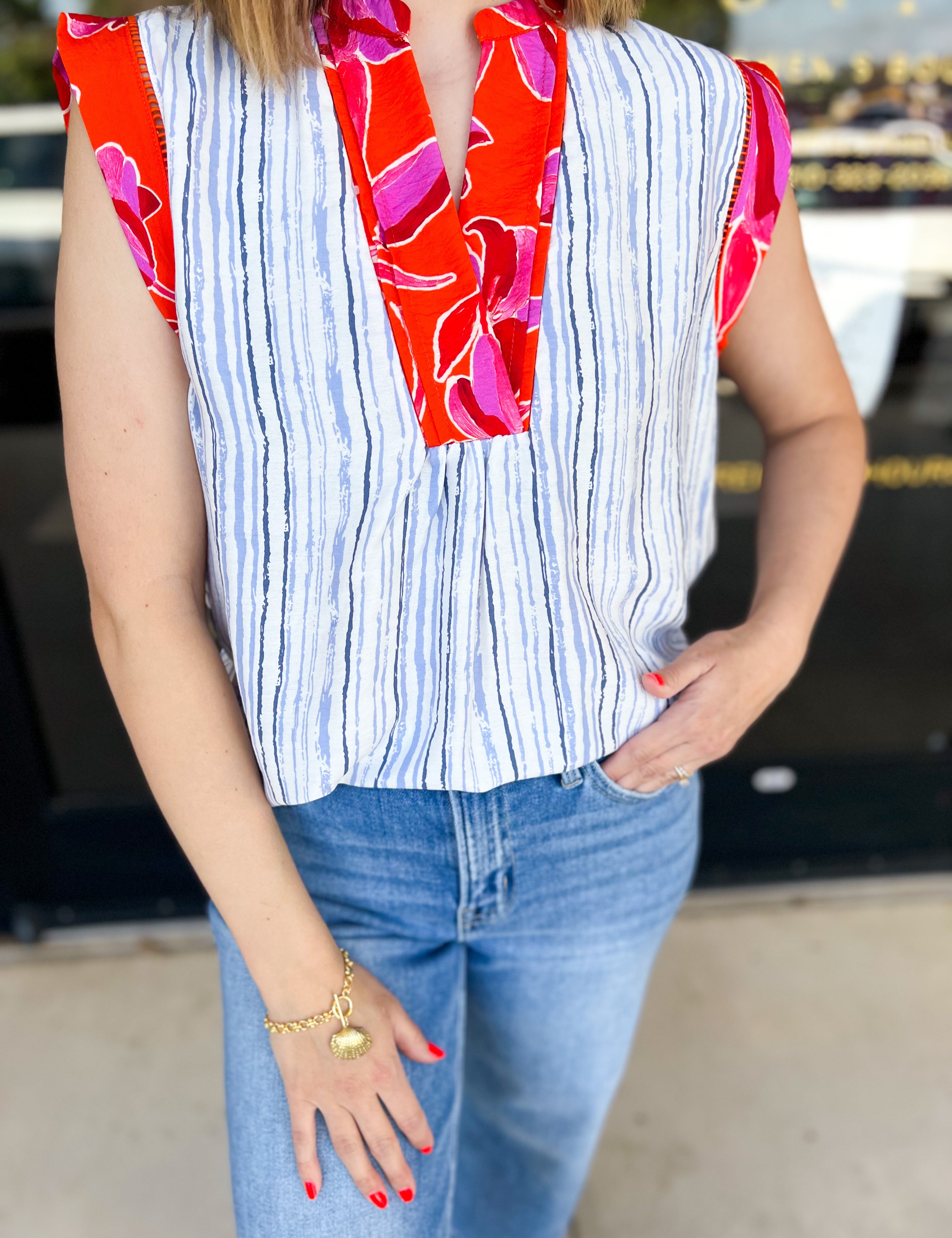 THML - Cally Blouse-200 Fashion Blouses-THML-July & June Women's Fashion Boutique Located in San Antonio, Texas