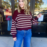 Pink Friday Doorbuster - Mock Neck Sweater Top - Burgundy - IN STORE-PINK FRIDAY DOORBUSTERS-BLU PEPPER-July & June Women's Fashion Boutique Located in San Antonio, Texas