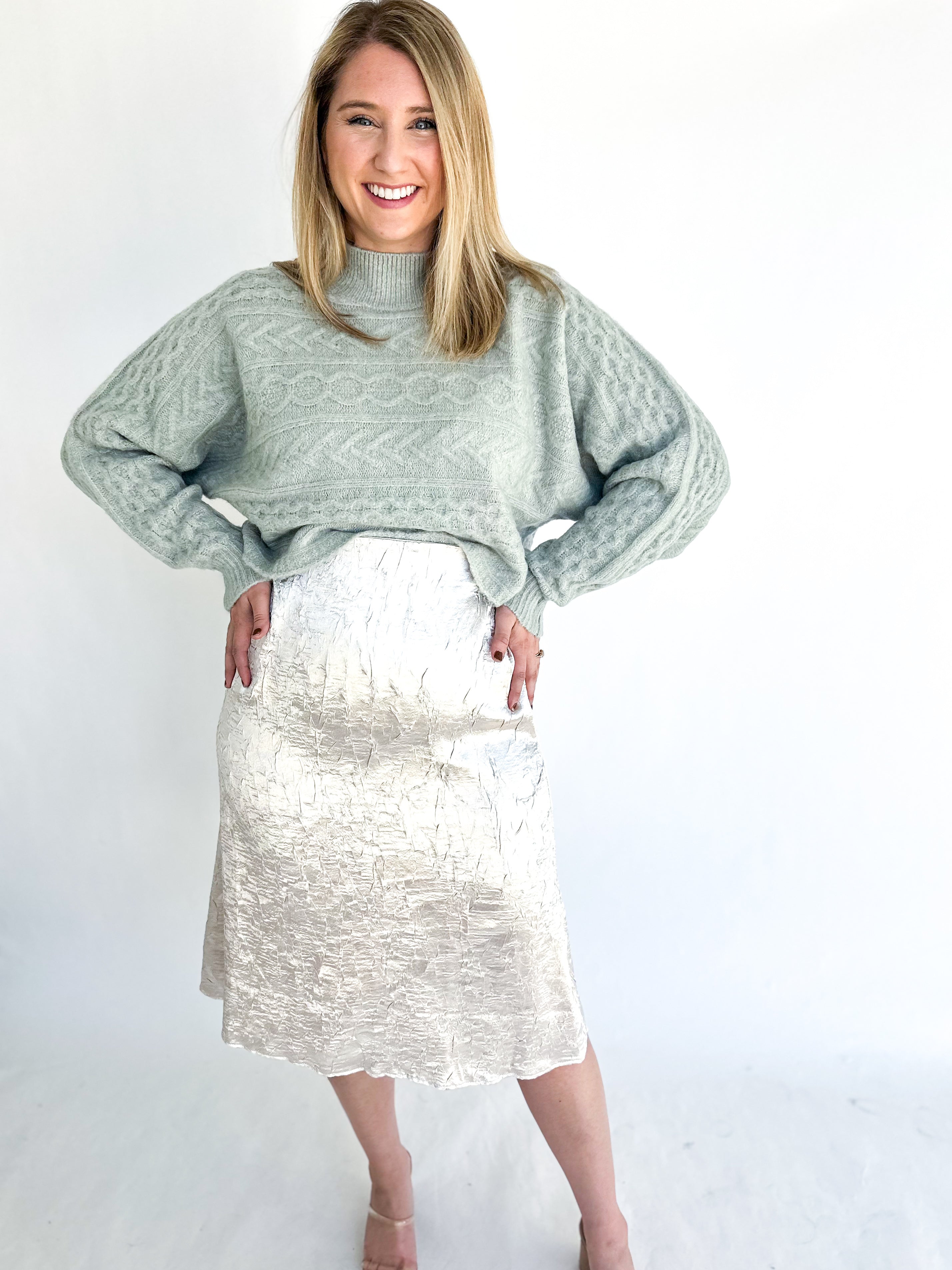 Shimmery Shine Midi Skirt-410 Shorts/Skirts-ALLIE ROSE-July & June Women's Fashion Boutique Located in San Antonio, Texas