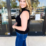 Ruffle Knit Tank Top - Black-230 Sweaters/Cardis-FATE-July & June Women's Fashion Boutique Located in San Antonio, Texas