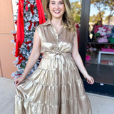 Champagne Collard Midi Dress-500 Midi-ENTRO-July & June Women's Fashion Boutique Located in San Antonio, Texas