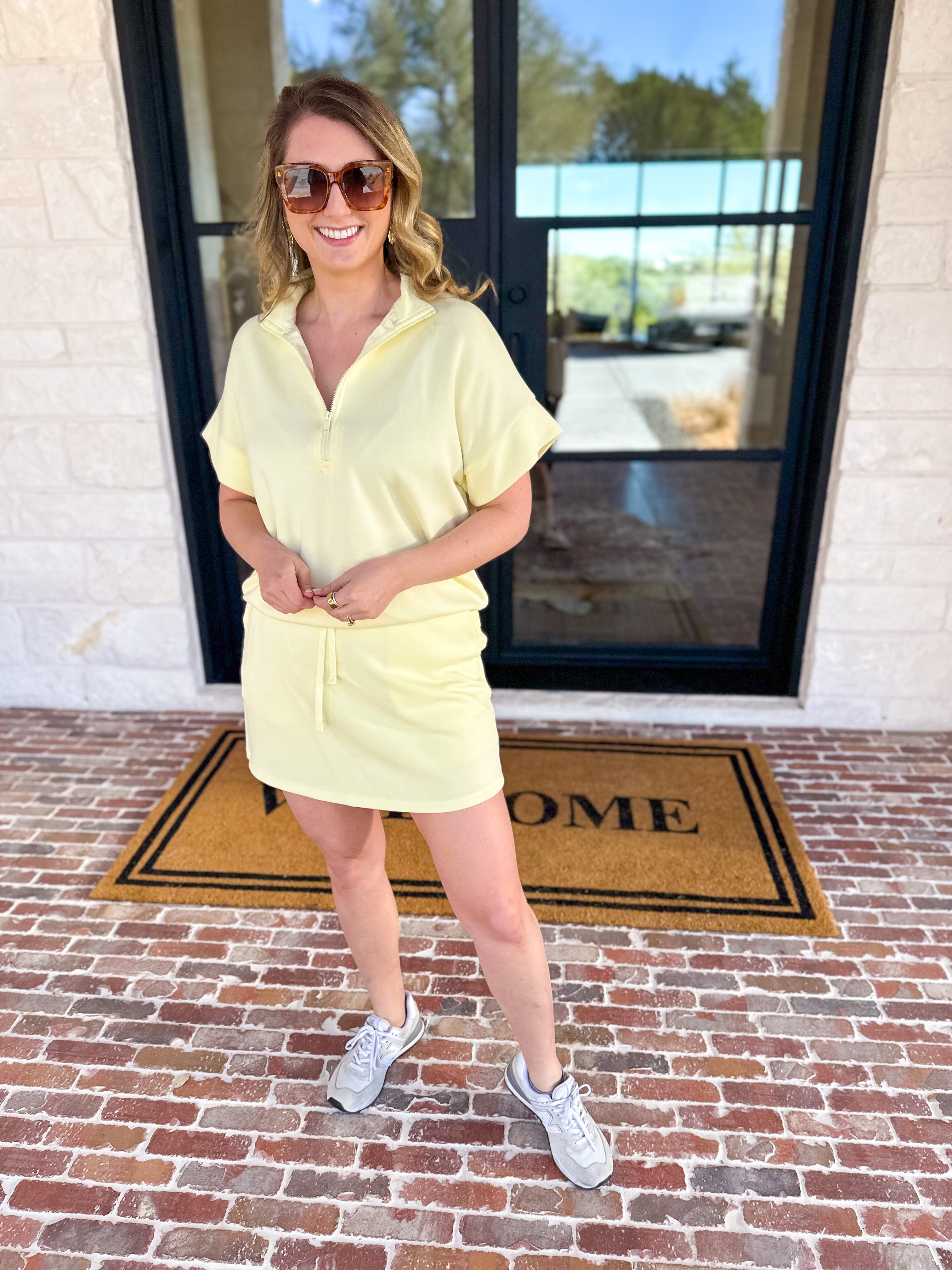Weekend Traveler Skort Set - Lemon-300 Athleisure/Lounge-RAE MODE-July & June Women's Fashion Boutique Located in San Antonio, Texas