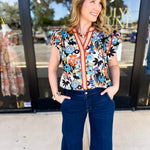 Fun In Fall Florals Blouse-200 Fashion Blouses-ENTRO-July & June Women's Fashion Boutique Located in San Antonio, Texas