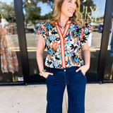 Fun In Fall Florals Blouse-200 Fashion Blouses-ENTRO-July & June Women's Fashion Boutique Located in San Antonio, Texas