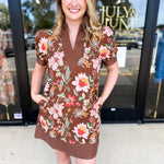 The Julia Mini Dress - Brown-510 Mini-ENTRO-July & June Women's Fashion Boutique Located in San Antonio, Texas
