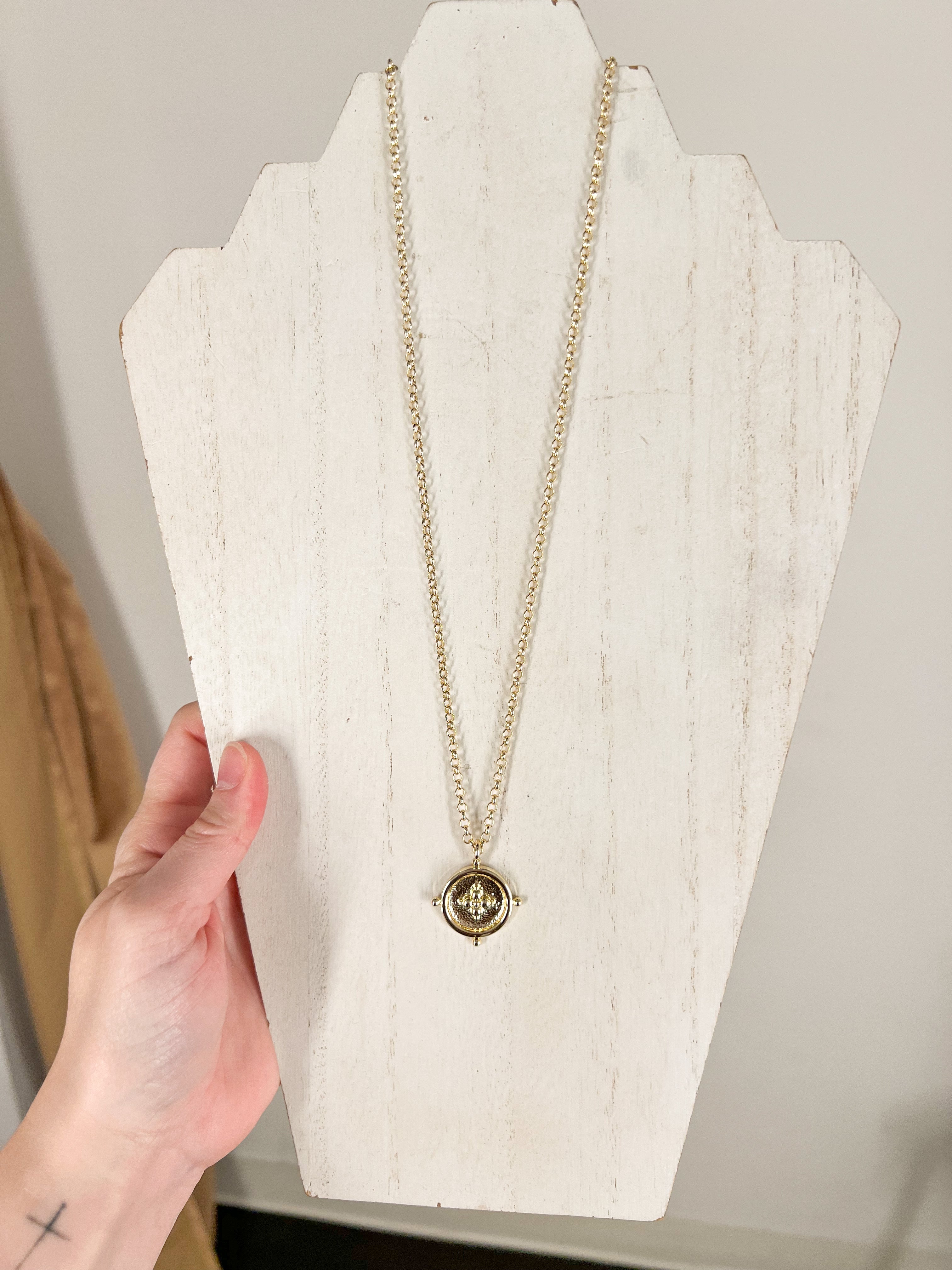 Natalie Wood - Legacy Coin Pendant Necklace - Gold-110 Jewelry & Hair-Natalie Wood-July & June Women's Fashion Boutique Located in San Antonio, Texas