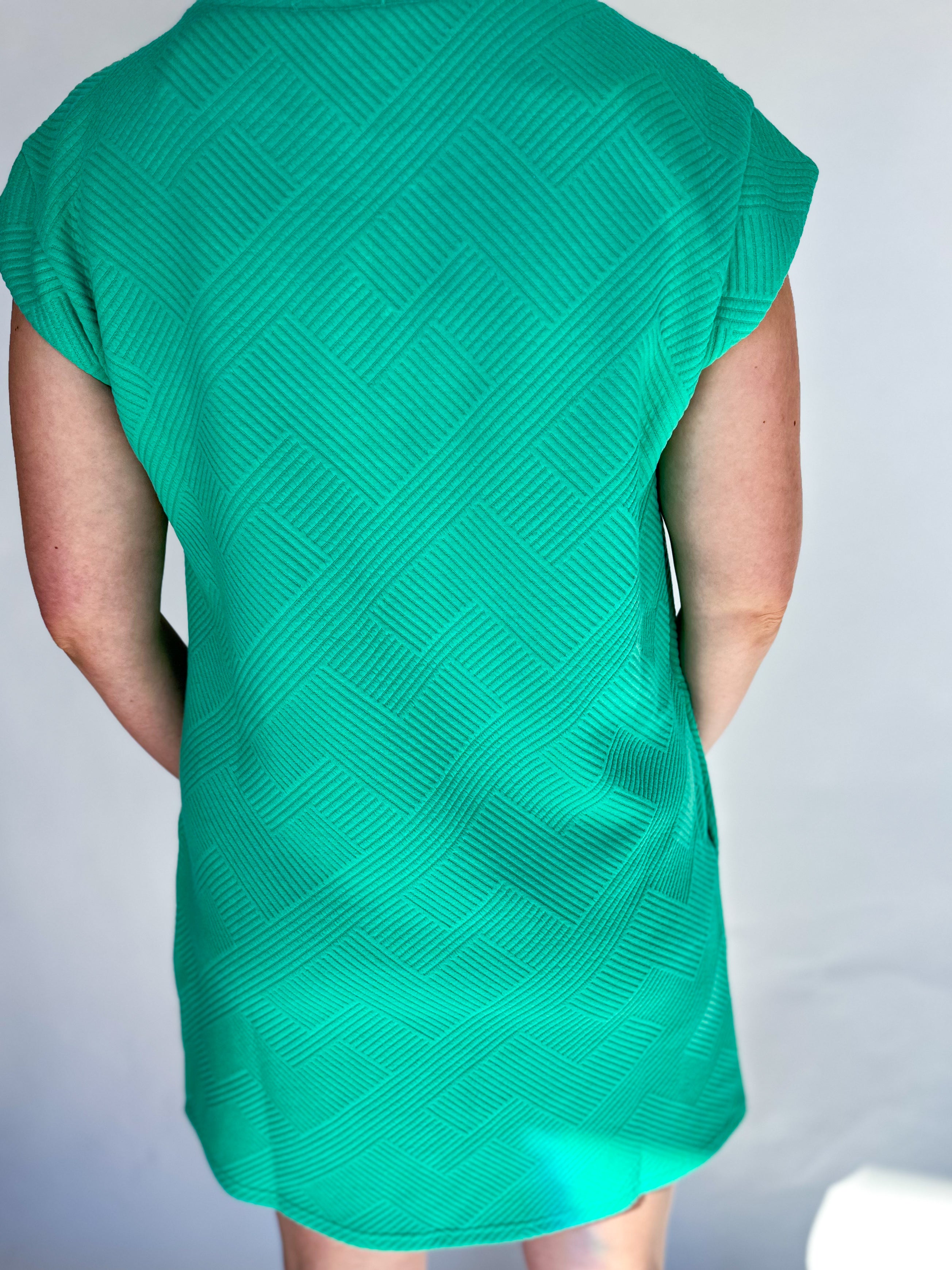 Textured T-Shirt Dress - Mint-510 Mini-ENTRO-July & June Women's Fashion Boutique Located in San Antonio, Texas