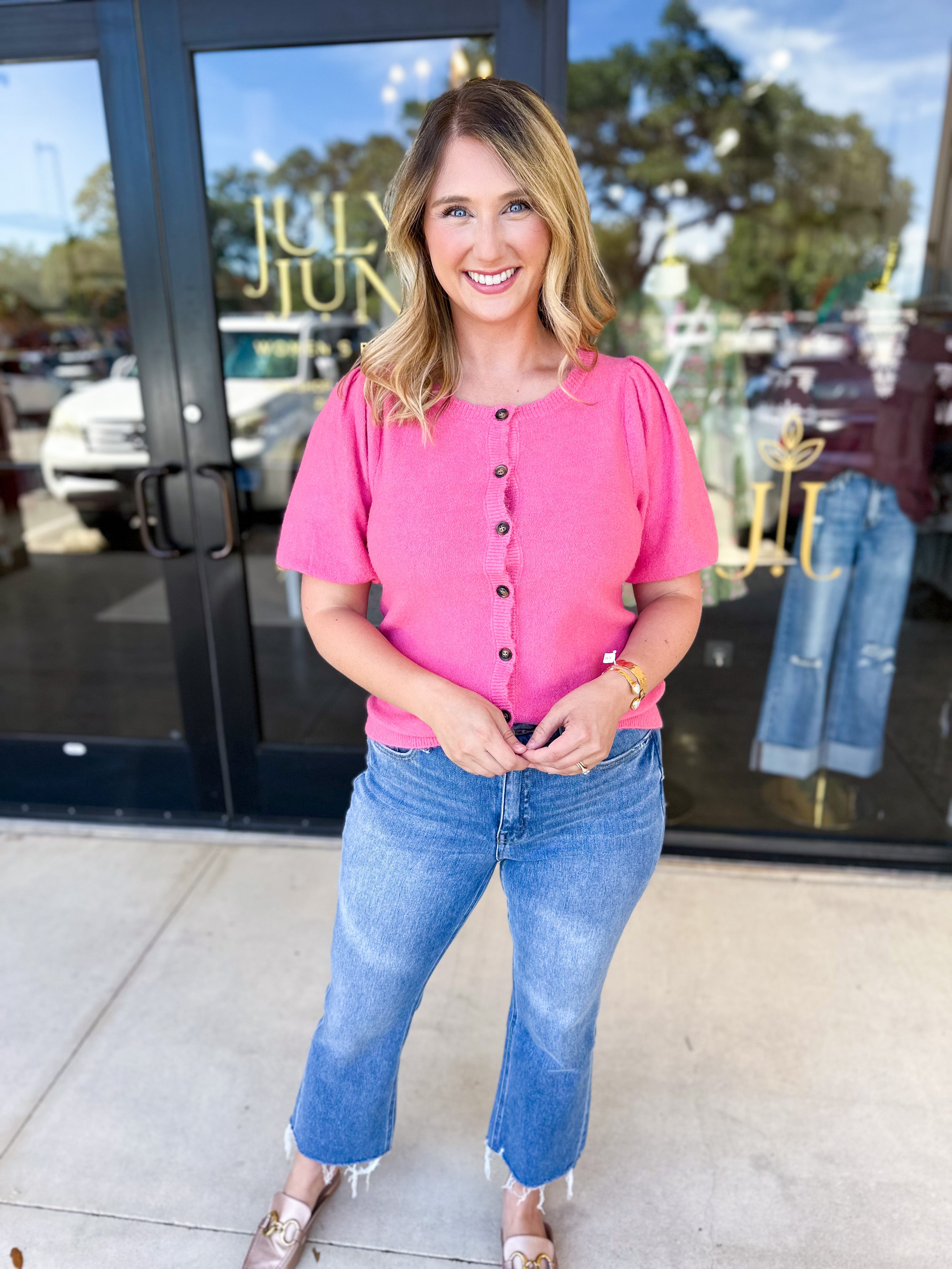 Bubblegum Pink Cardigan-230 Sweaters/Cardis-FATE-July & June Women's Fashion Boutique Located in San Antonio, Texas
