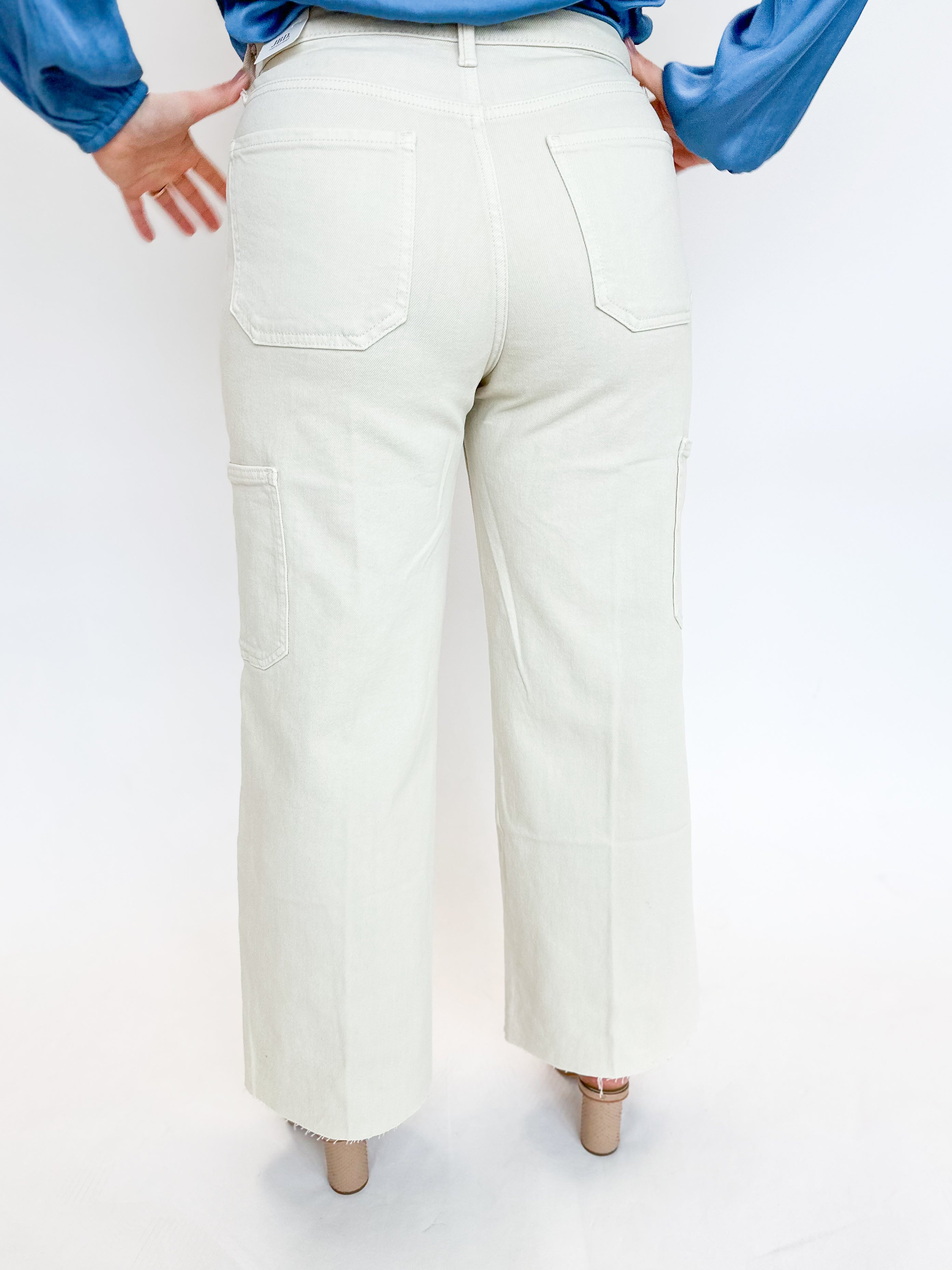 Oat Cargo Jeans-400 Pants-JUST USA-July & June Women's Fashion Boutique Located in San Antonio, Texas