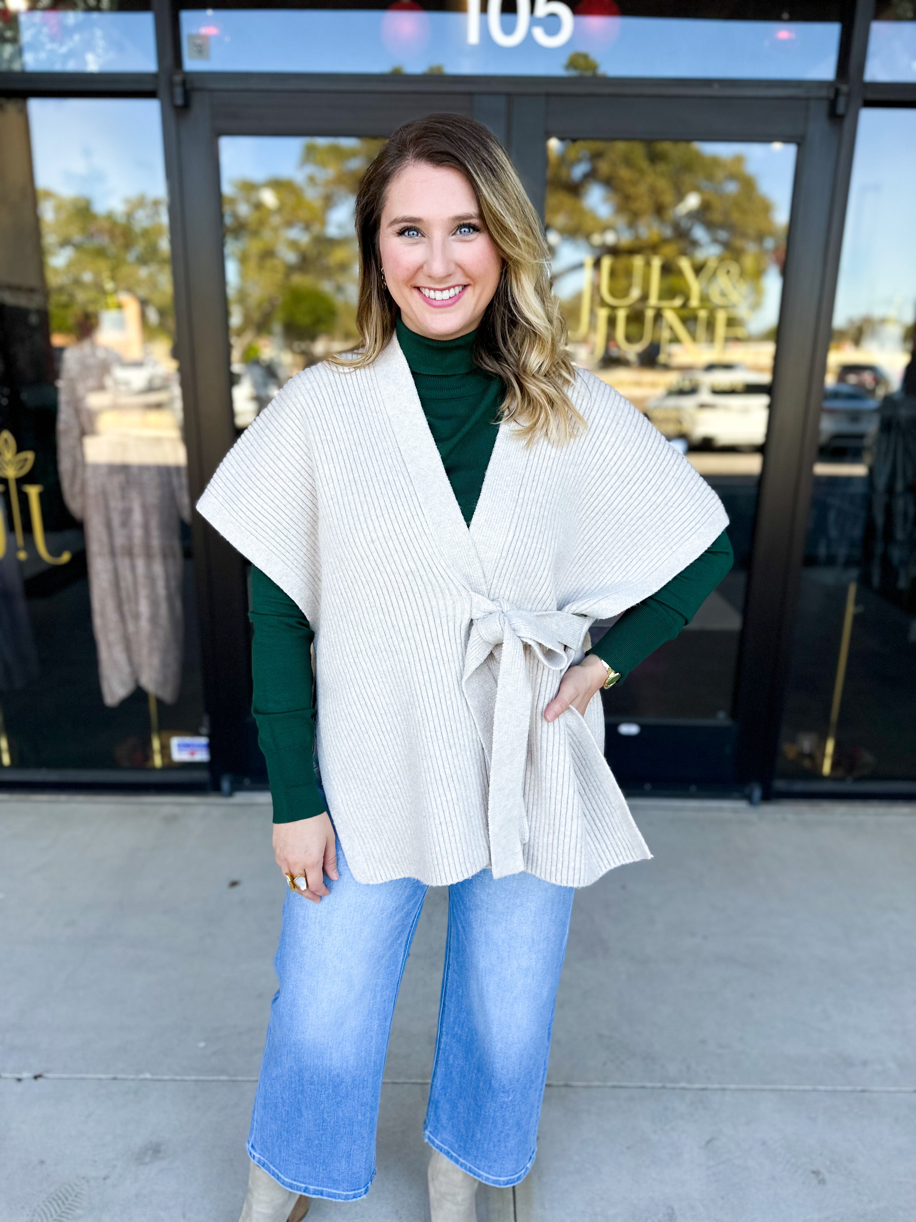 THML - Chic Knit Cardigan Wrap - Cream-230 Sweaters/Cardis-THML-July & June Women's Fashion Boutique Located in San Antonio, Texas