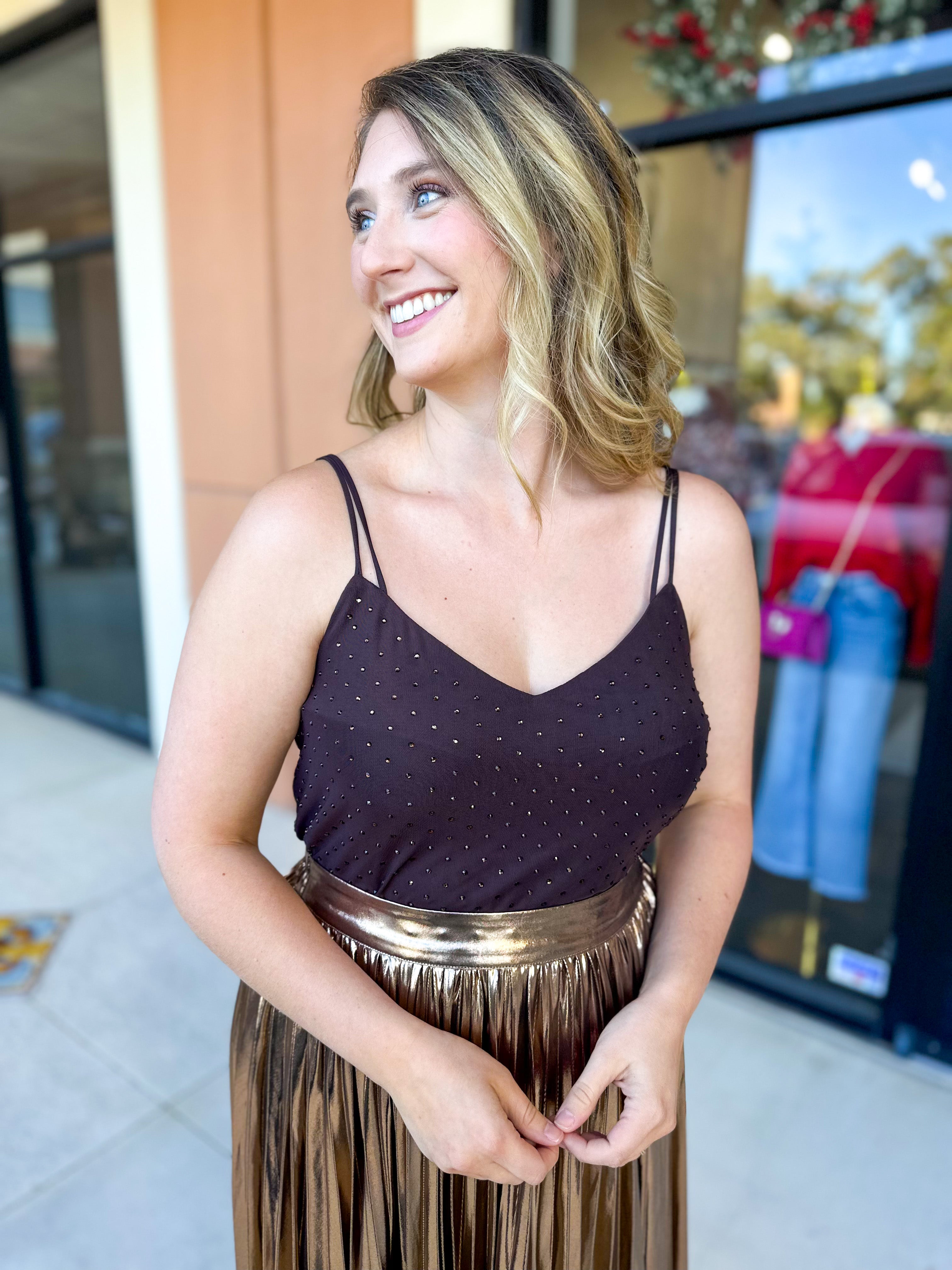 Elevated Everyday Cami - Chocolate-200 Fashion Blouses-SKIES ARE BLUE-July & June Women's Fashion Boutique Located in San Antonio, Texas