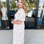 Burgundy Vintage Floral Midi Dress-500 Midi-POLOGRAM-July & June Women's Fashion Boutique Located in San Antonio, Texas